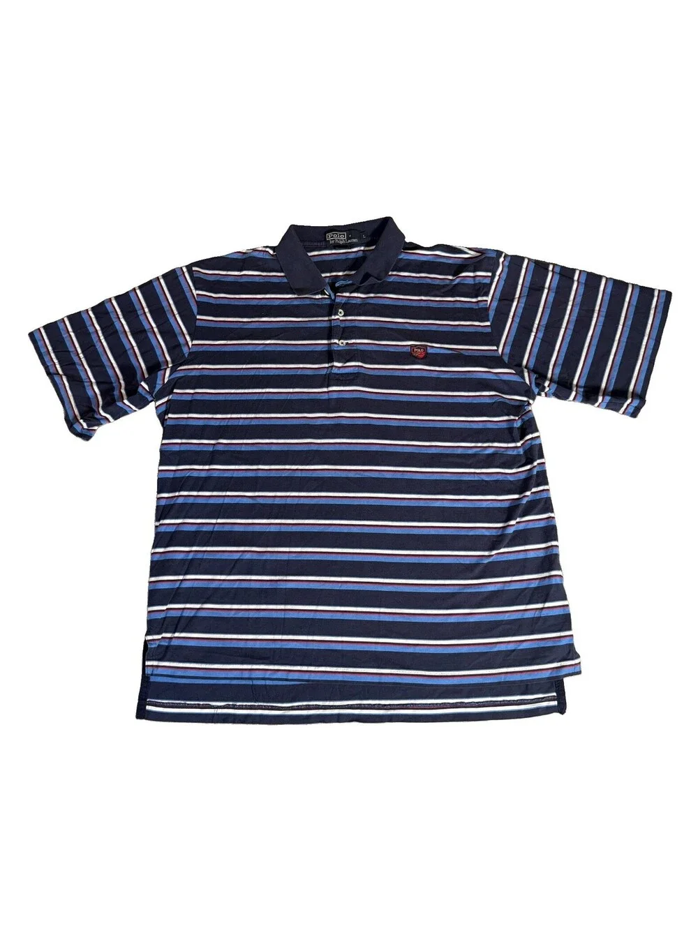 Vintage Polo Ralph Lauren Polo Shirt Striped Crest Short Sleeve Men’s Large Keef